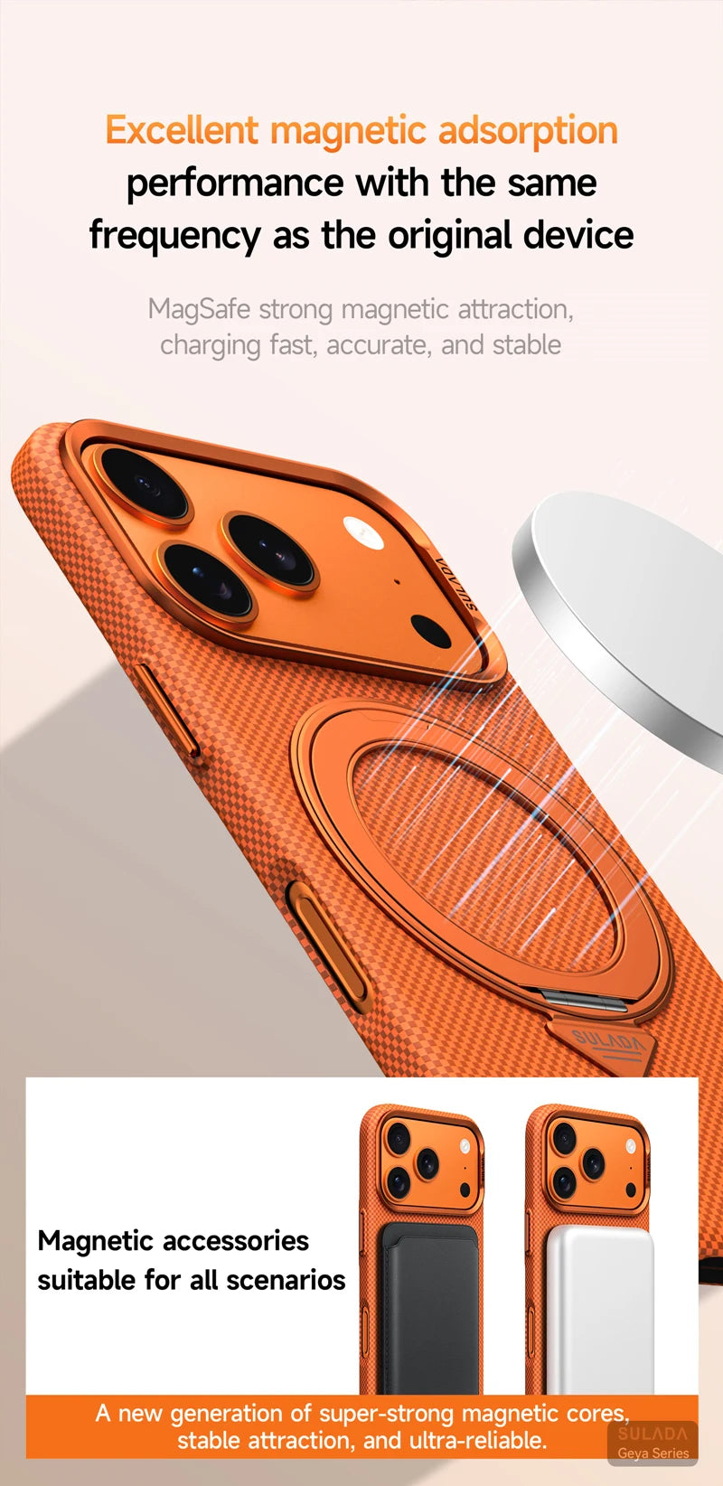 Alloy Lens 360 Rotating Bracket Magnetic Case for iPhone 17Pro Max 16 pro Carbon Fiber Texture Wireless Charge Frosted PC Cover