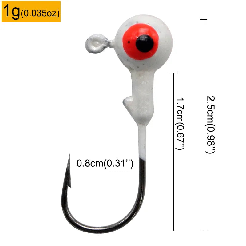Colorful Jig Head Hooks For Soft Worm Lures 1g 1.8g 3.5g 5g 7g 5pcs Bag