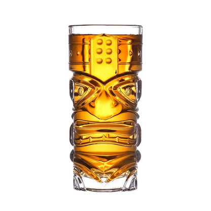 1PC Crystal Glass Large Bar Tiki Cup Tiki Cup Hawaii Cocktail Cup Ghost Face Cup High Beauty Creation Water Cup