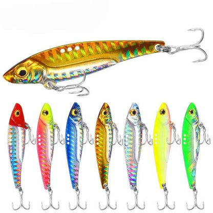 7Pcs 8G 5Cm VIB Metal Fishing Lure Colorful Printing Sinking Minnow