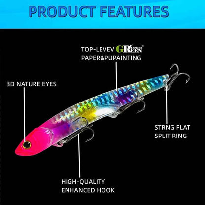 35G 10.5cm Metal VIB Lure Fishing Spoon Freshwater Jig Bait Tackle