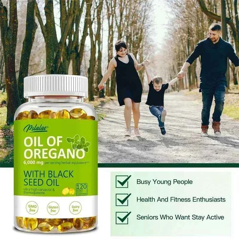 Oregano Oil Softgels With Black Seed Oil For Digestion Immune Support 120 Count