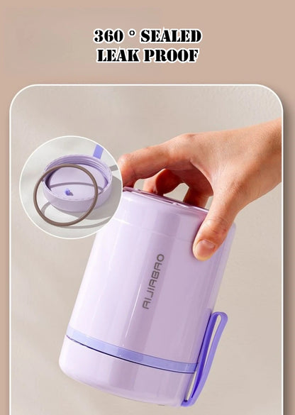 JUSTINLAU 600ML USB Electric Heating Lunch Box 304 Stainless Steel+PP Portable Food Warmer with Spoon for Working&camping Use