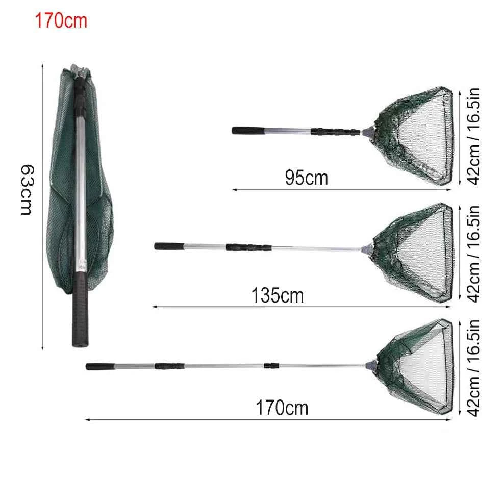 Aluminum Alloy Telescoping Fishing Net Foldable With Retractable Pole For Carp