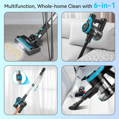 V600 Cordless Vacuum Cleaner, 28Kpa Brushless Stick Vacuum, Rechargeable Battery, 3 Modes