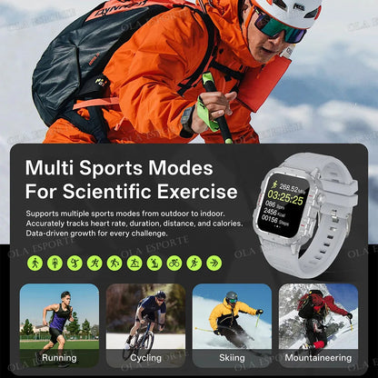 2025 New Military Smart Watch Men IP67 3ATM Outdoor Sports Fitness Tracker Health Monitoring 1.44 Inch Bluetooth Call Smartwatch