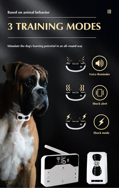 2 IN 1 Wireless Electronic Dog Fence System & Remote Training Collar Beep Shock Vibration and Pet Containment For All Size Puppy
