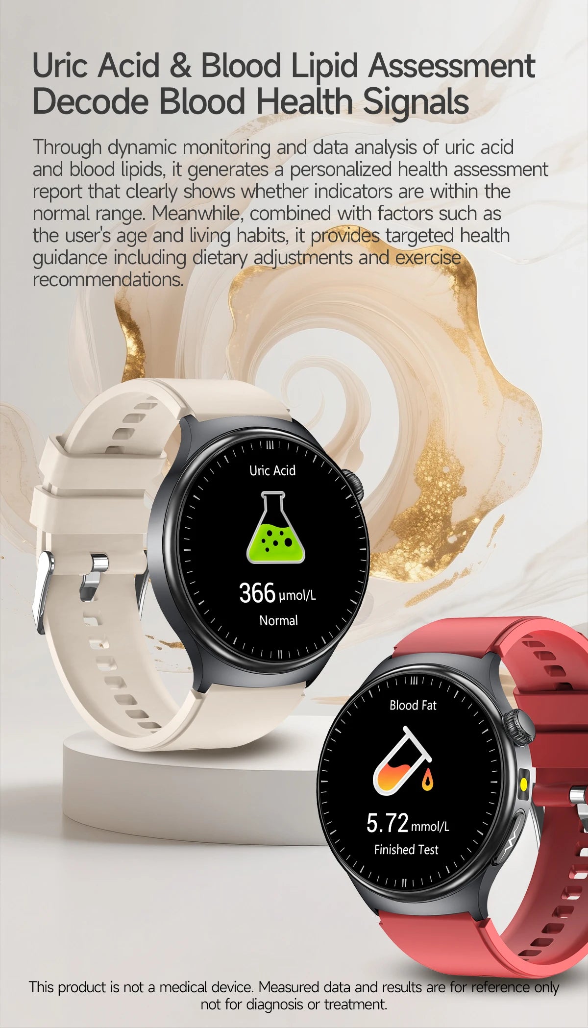 2026 New upgrade Health Check Smart Watch ECG Blood Lipid Uric Acid Body Fat BP Sport Waterproof HD Call Smart Watch Man Women