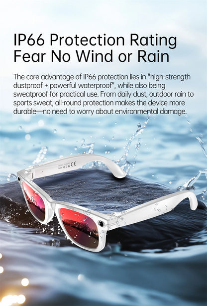 New AI 5MP Camera Smart Glasses 290mAh Waterproof Voice Call Music Bluetooth Smart Sunglasses Video Record Translation Glasees