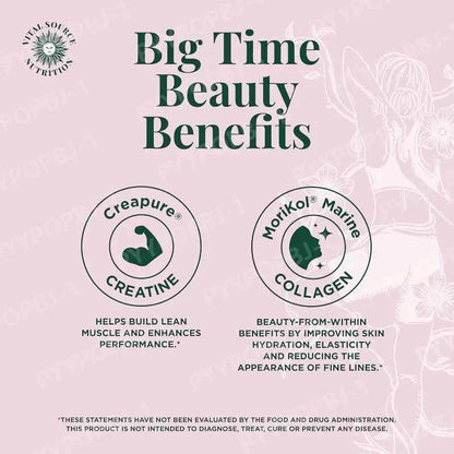 Creatine and Collagen Powder Packs for Strength and Skin Health 20 Servings