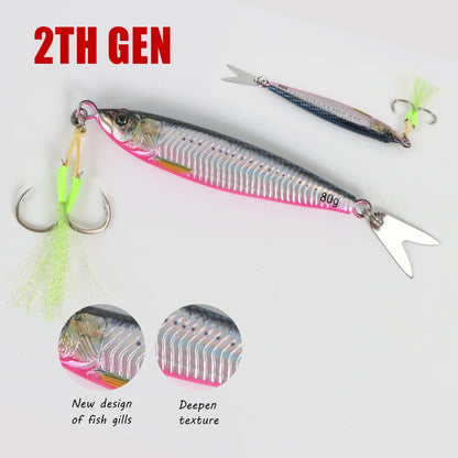 Tolu 2024 3D Printed Fast Sinking Metal Jig Lure Saltwater Shore Casting 20g 80g