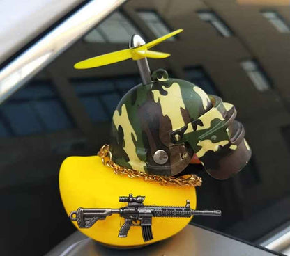 Yellow Helmeted Rubber Duck Car Interior Decoration Accessory