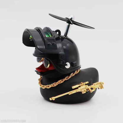 Yellow Helmeted Rubber Duck Car Interior Decoration Accessory