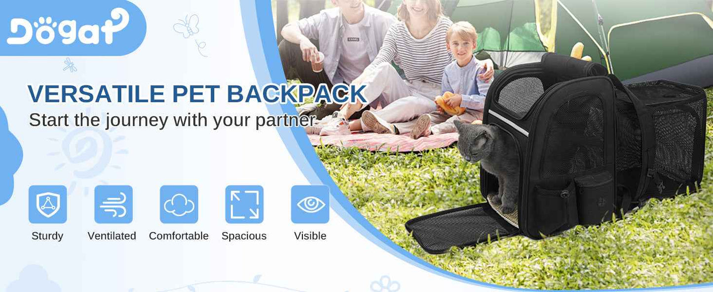 Dogat Pet Backpack Carrier Breathable Mesh Window Foldable For Cats And Dogs