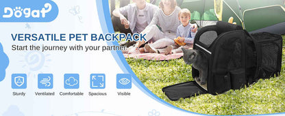 Dogat Pet Backpack Carrier Breathable Mesh Window Foldable For Cats And Dogs