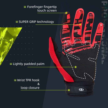 Unisex MTB Mountain Bike Gloves Touchscreen Full Finger Racing Dirt Bike
