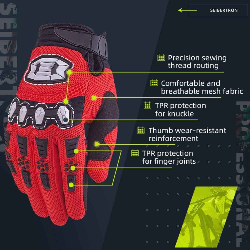 Unisex MTB Mountain Bike Gloves Touchscreen Full Finger Racing Dirt Bike