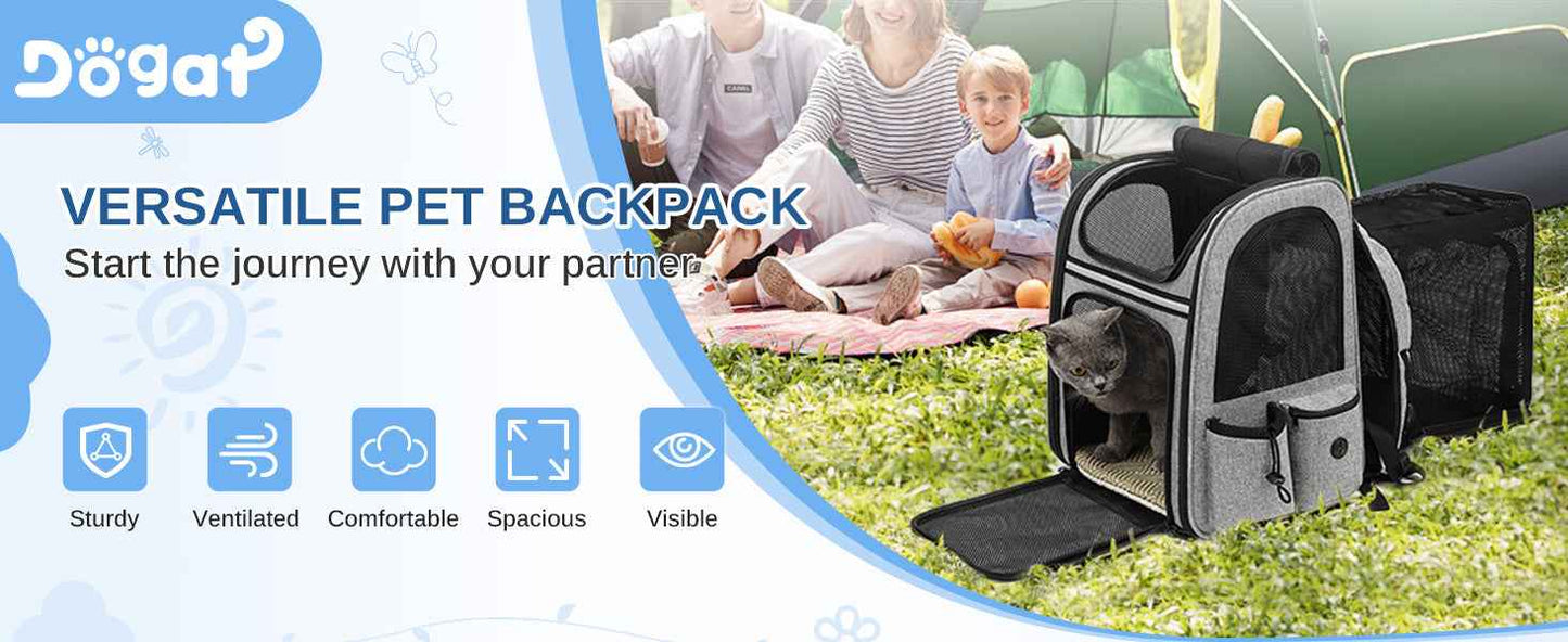 Dogat Pet Backpack Carrier Breathable Mesh Window Foldable For Cats And Dogs