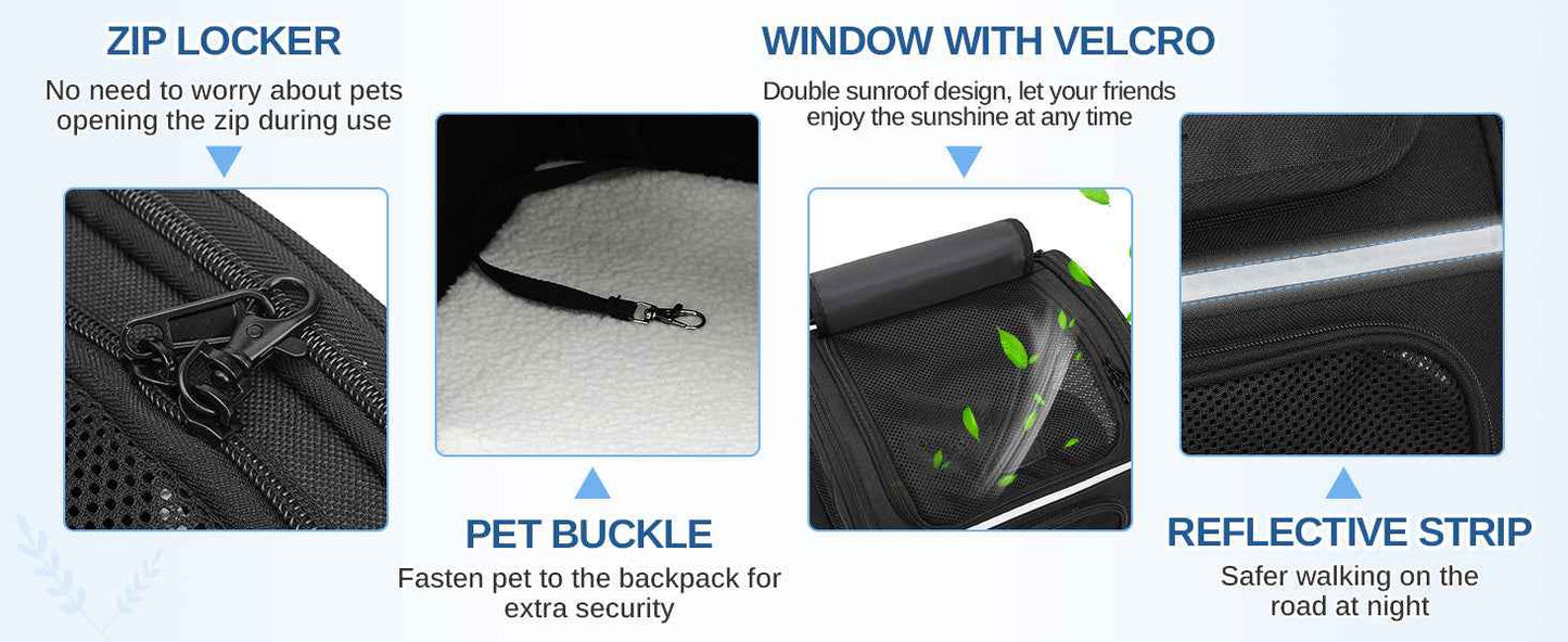 Dogat Pet Backpack Carrier Breathable Mesh Window Foldable For Cats And Dogs