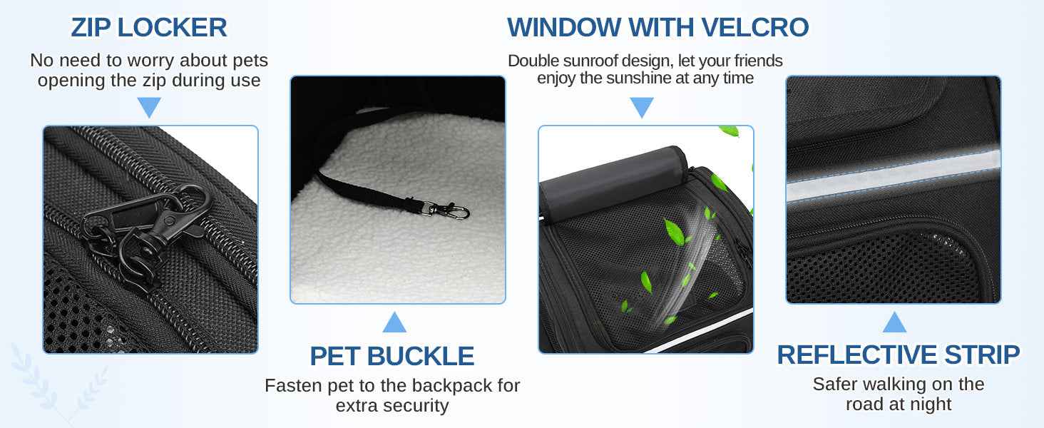 Dogat Pet Backpack Carrier Breathable Mesh Window Foldable For Cats And Dogs