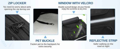 Dogat Pet Backpack Carrier Breathable Mesh Window Foldable For Cats And Dogs