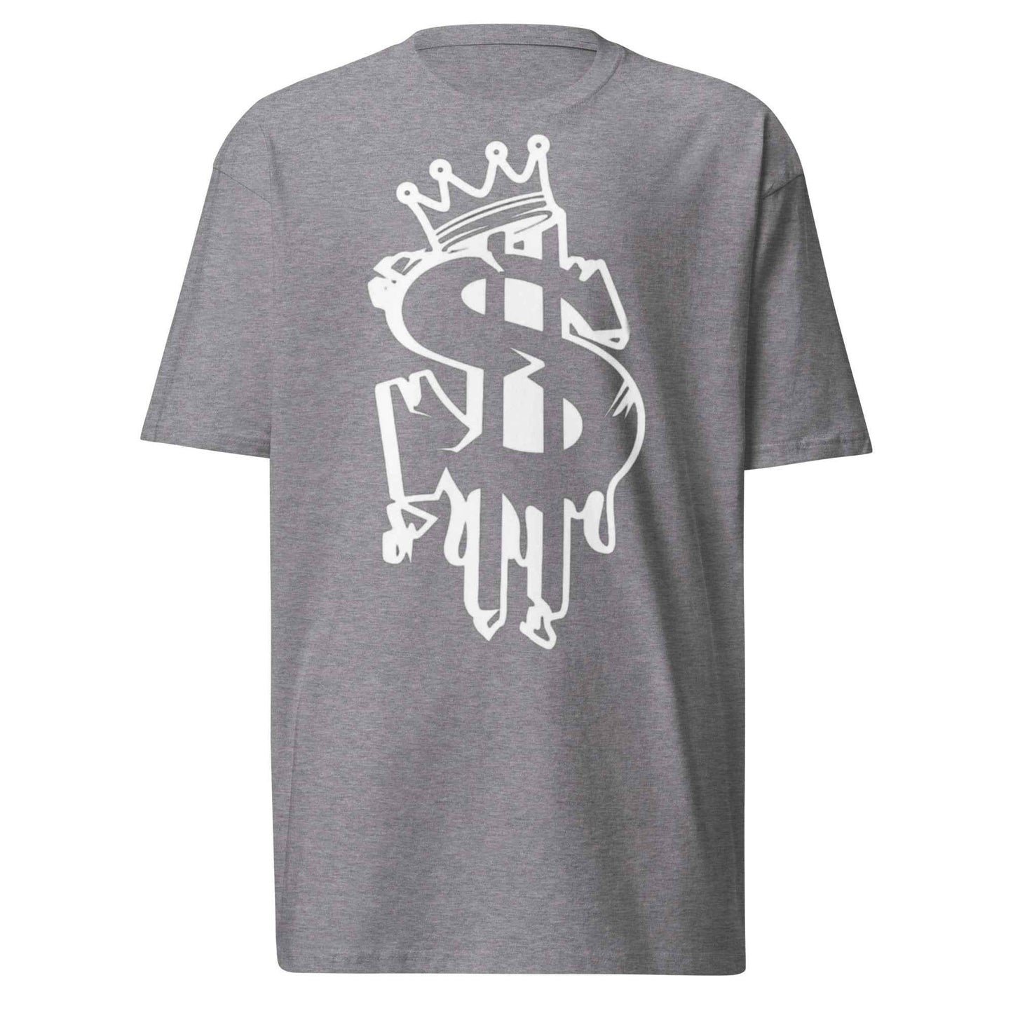 Dollar Sign Men's Premium Heavyweight Tee Charcoal Heather Cotton