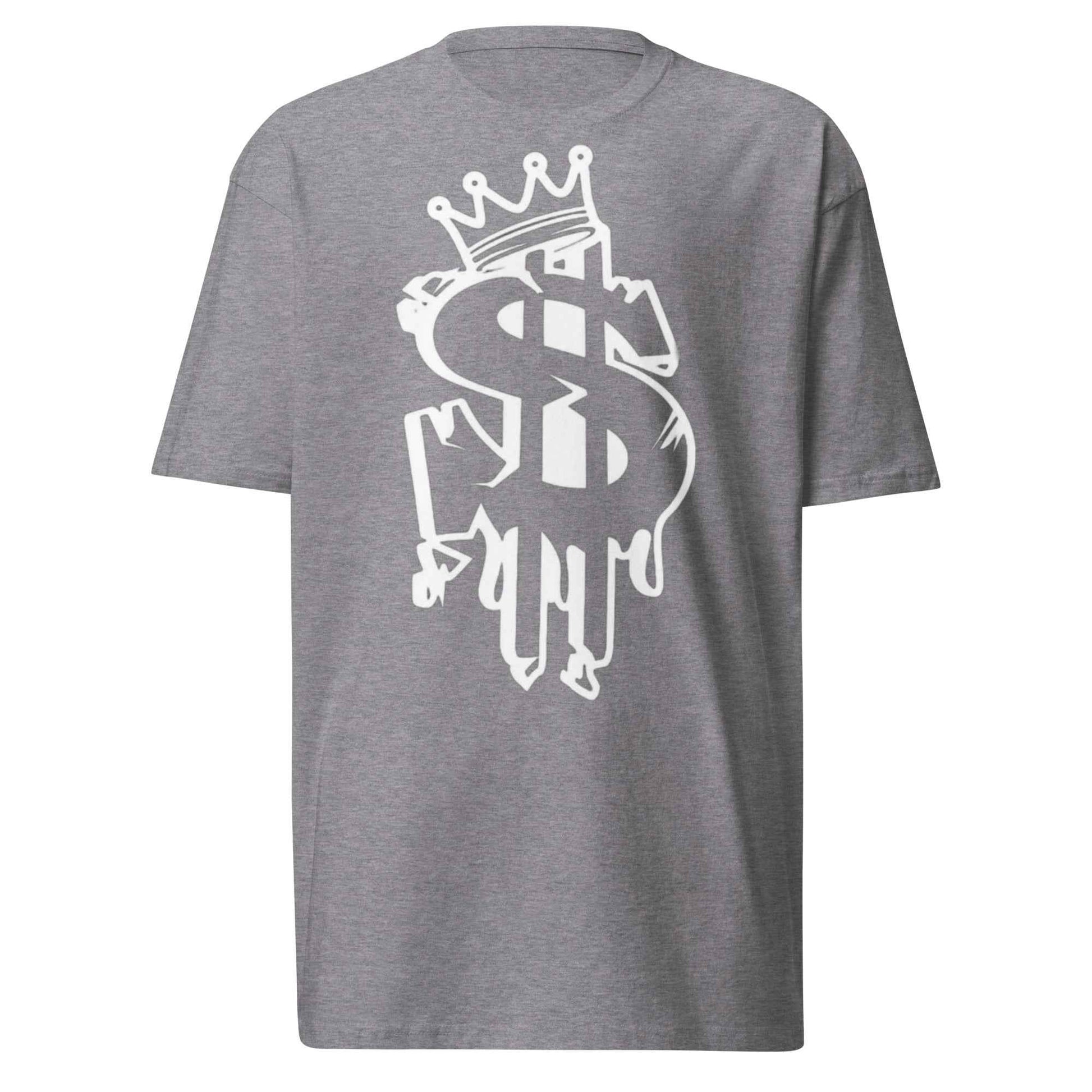 Dollar Sign Men's Premium Heavyweight Tee Charcoal Heather Cotton