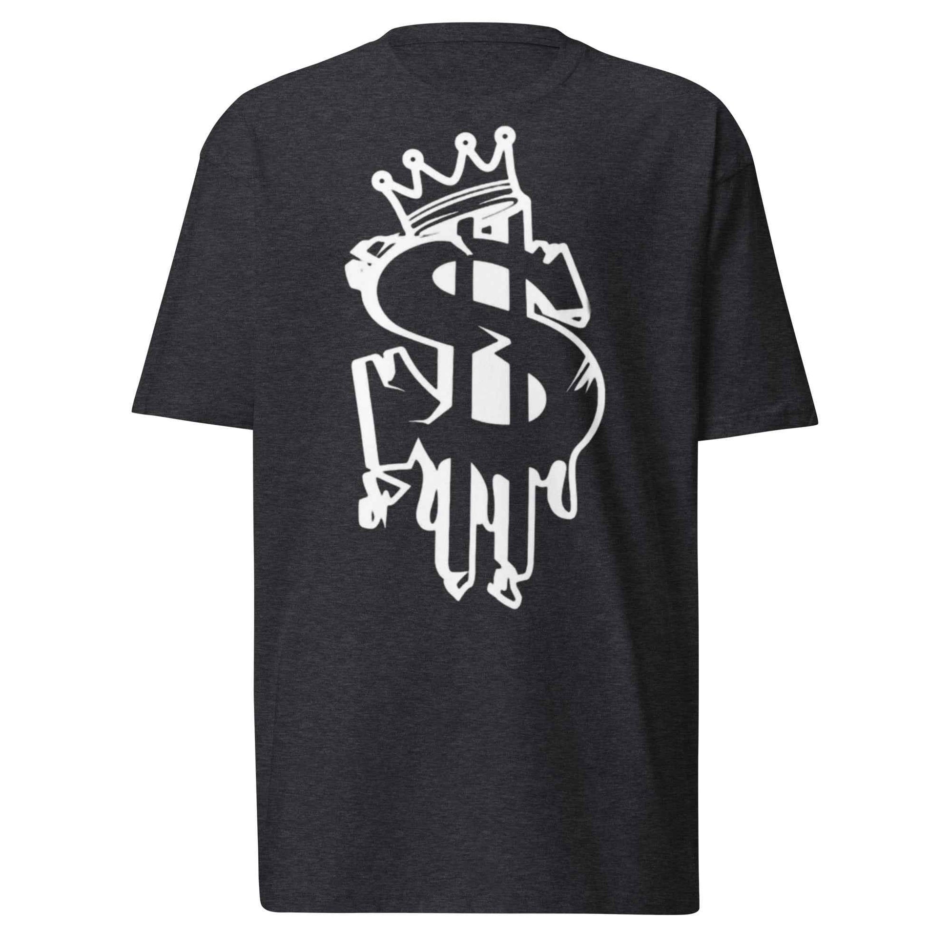 Dollar Sign Men's Premium Heavyweight Tee Charcoal Heather Cotton
