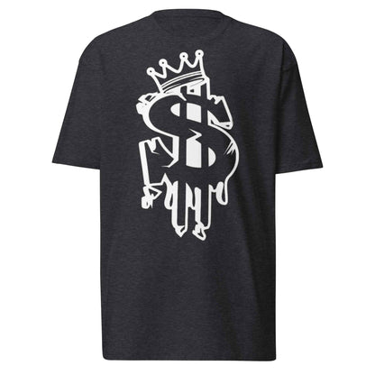 Dollar Sign Men's Premium Heavyweight Tee Charcoal Heather Cotton